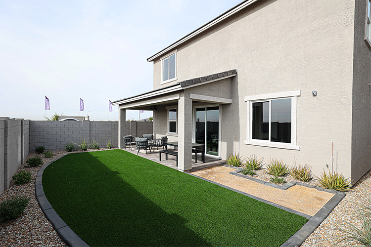 A house with a pool.