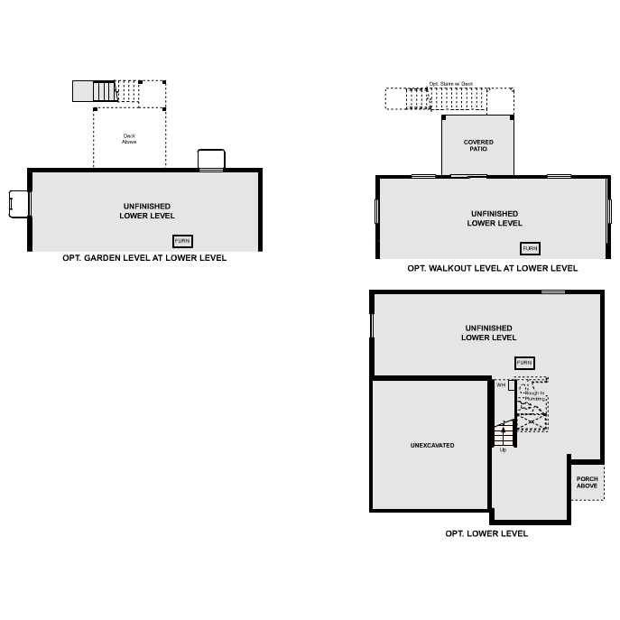 Diagram, engineering drawing. Powell Floorplan, Basement Options
