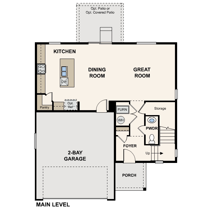Diagram, engineering drawing. Mackenzie Floorplan, Main Level
