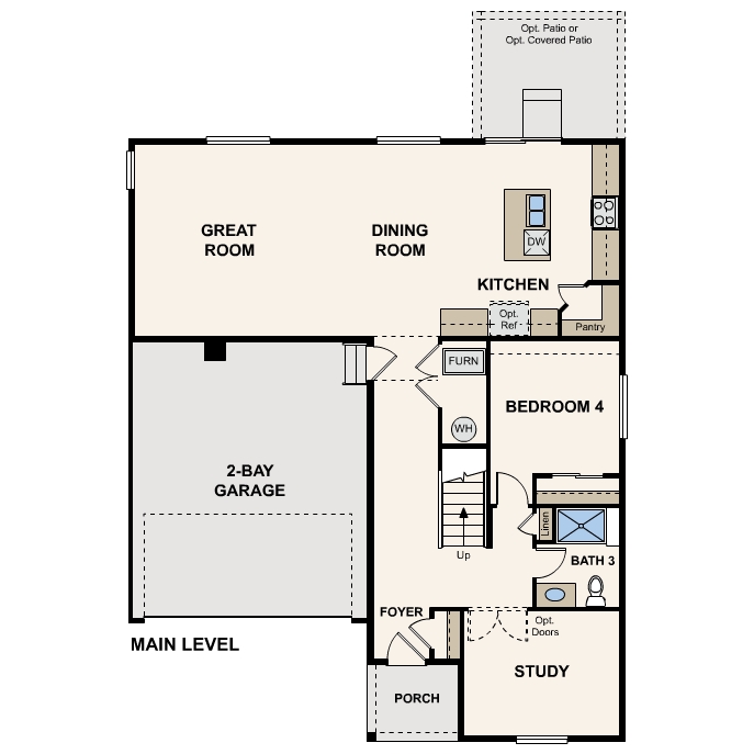 Diagram, engineering drawing. Marion Floorplan, Main Level