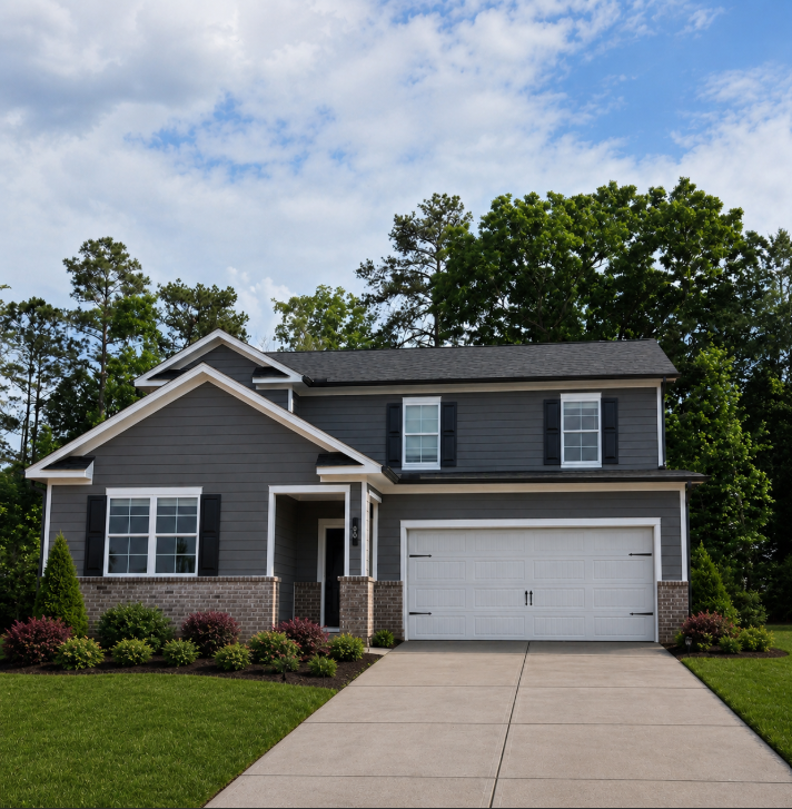 A house with a garage.