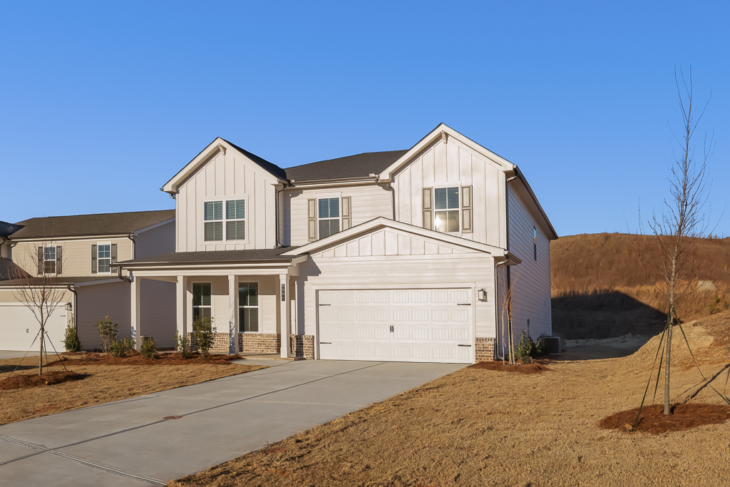 A house with a garage.