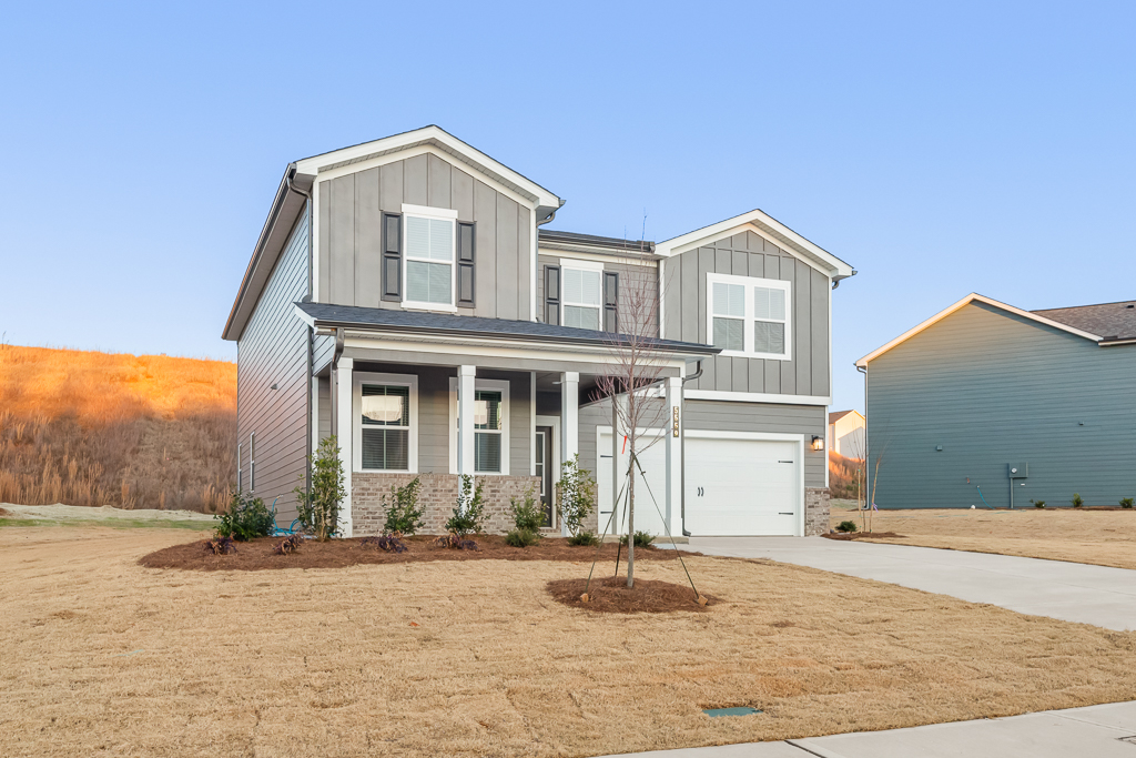 A house with a garage.