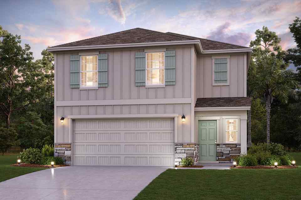 A house with a front yard.