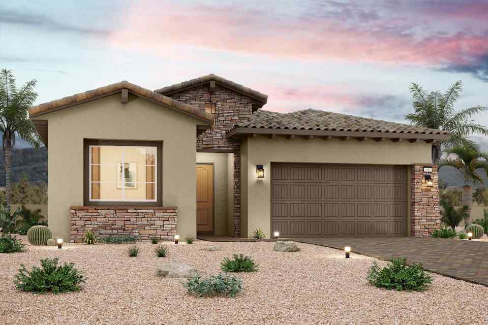 A house with a garage.