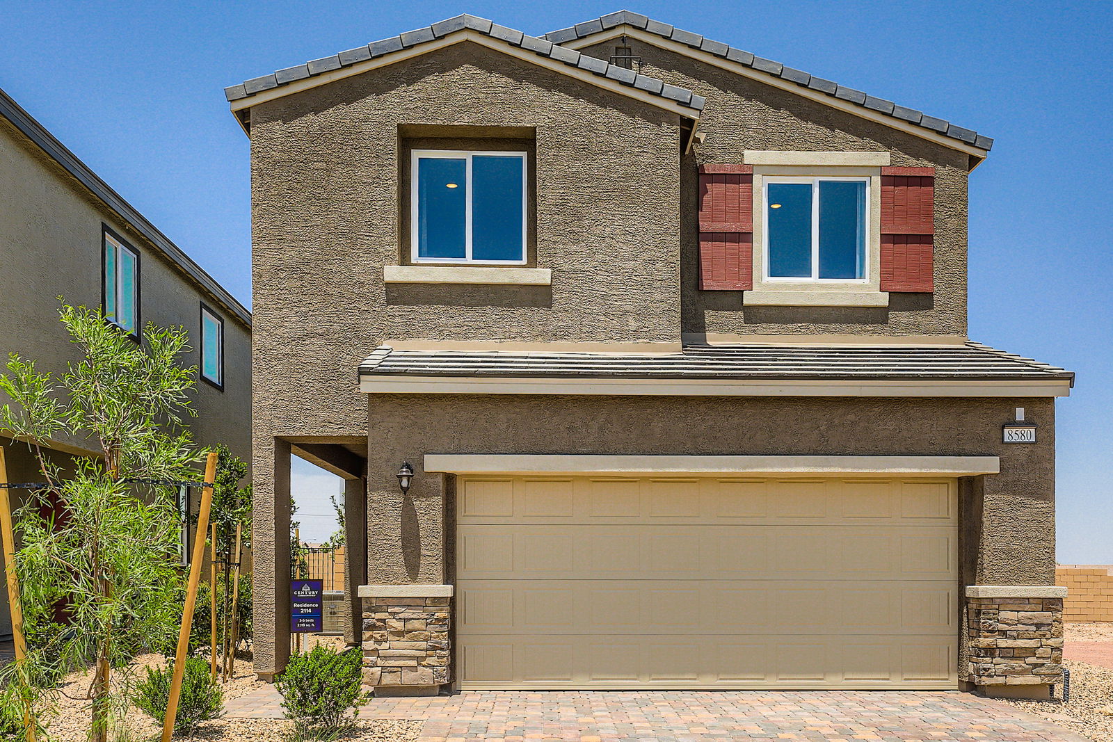 A house with a garage.