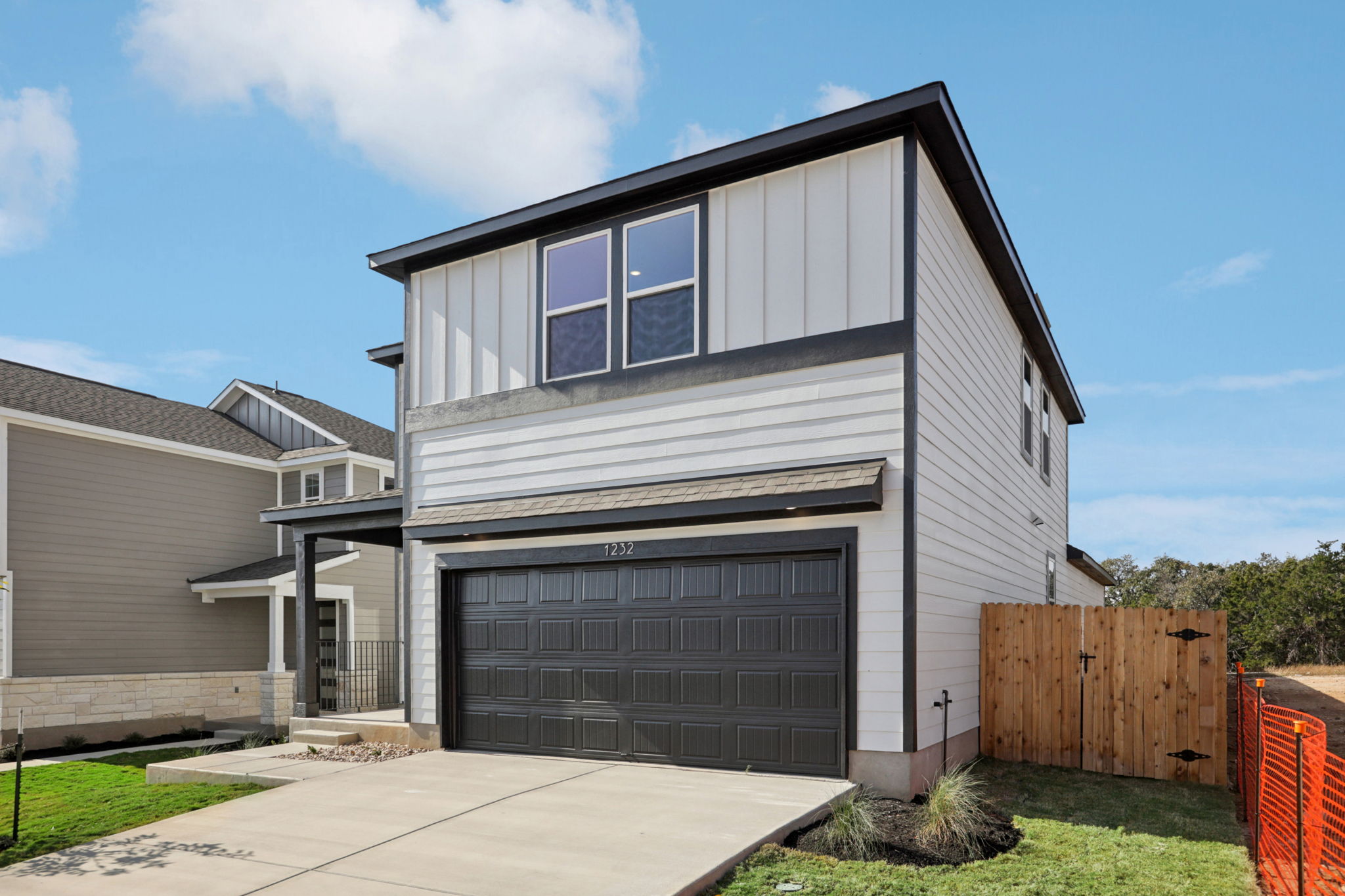 A house with a garage.