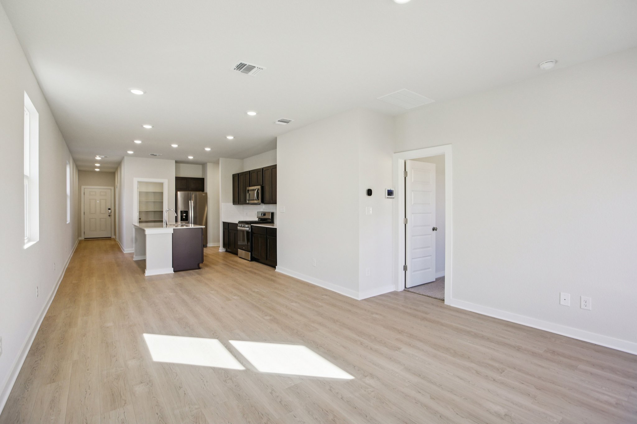 A large empty living room.