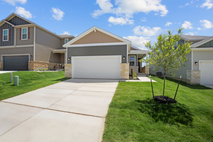 A house with a driveway.