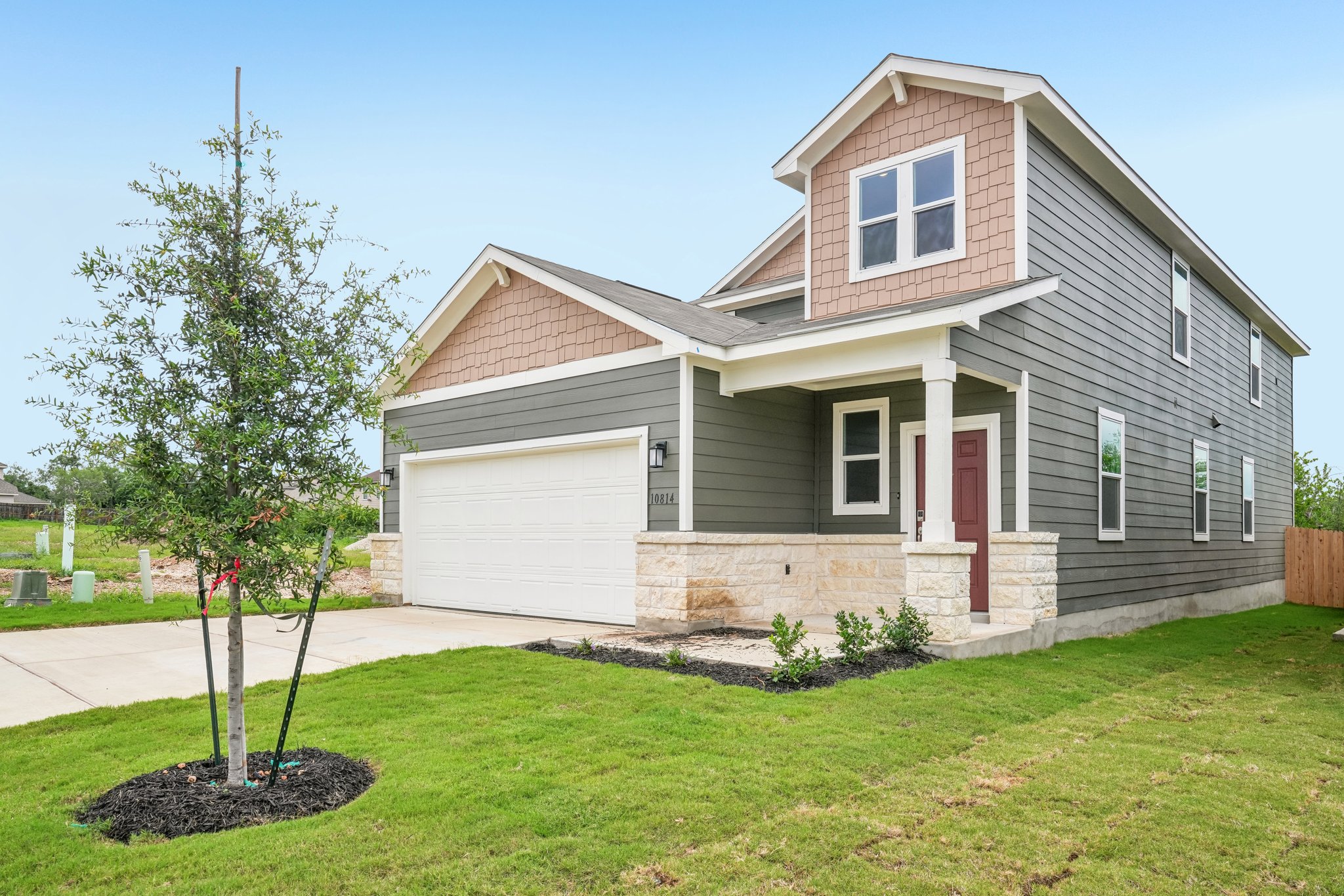 A house with a garage.