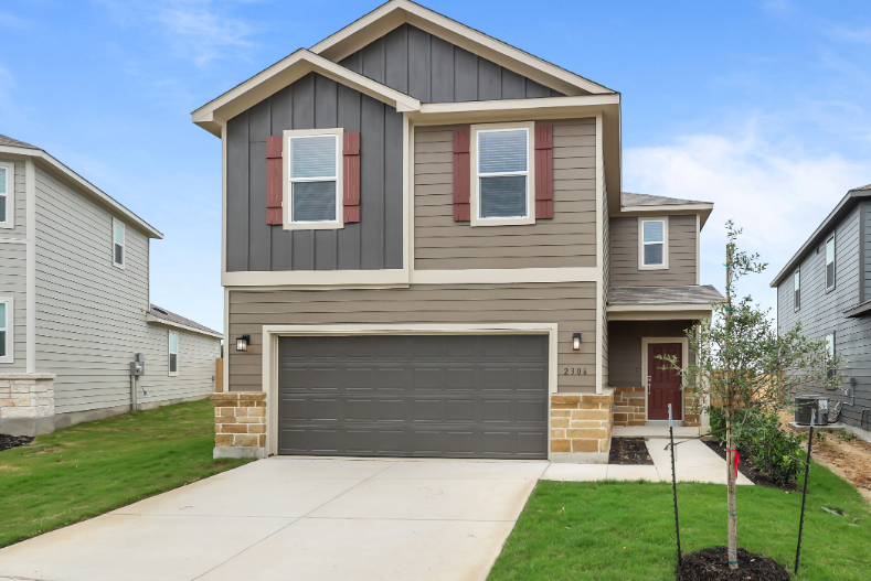 A house with a garage.