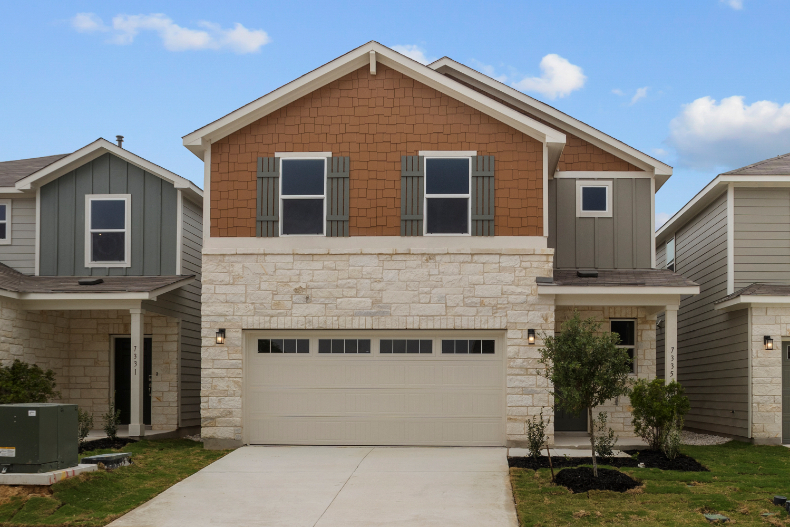 A house with a garage.