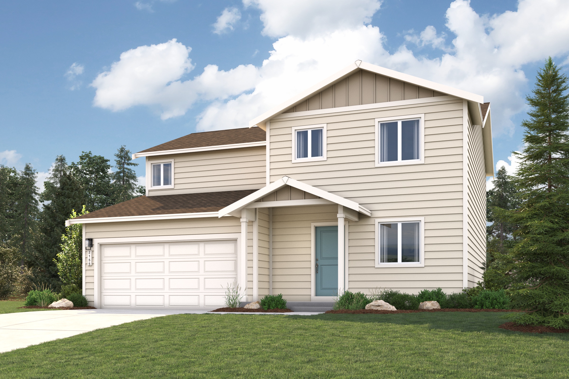 A house with a garage.