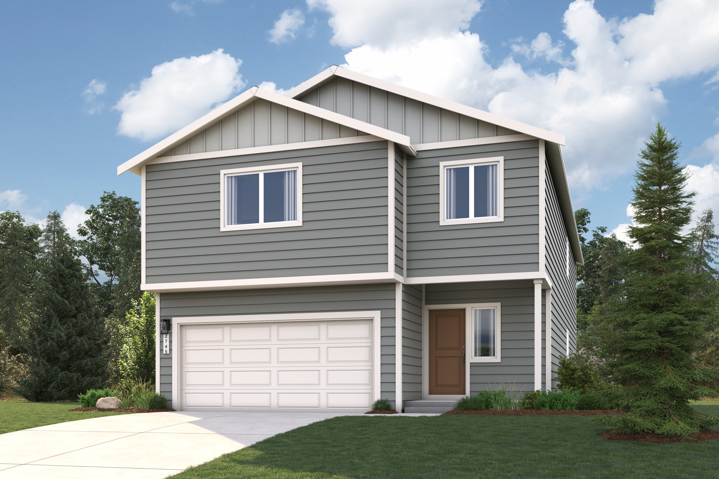 A house with a garage.