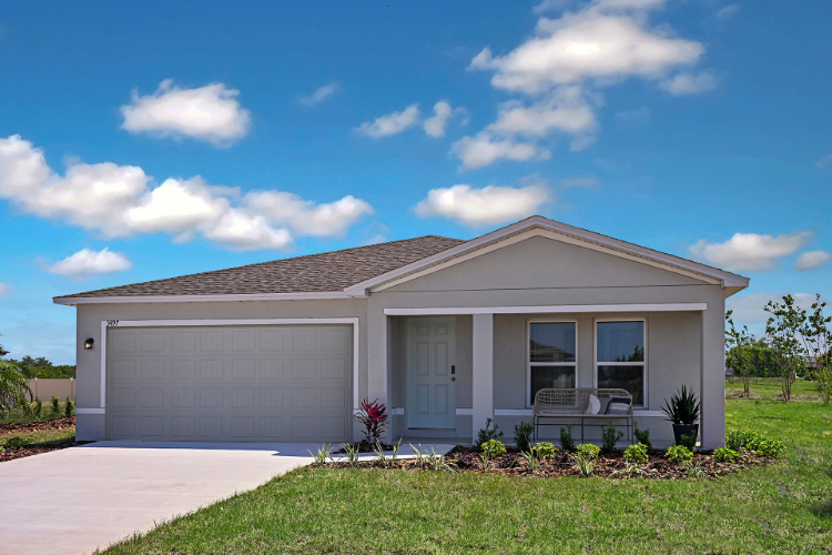 A house with a garage.