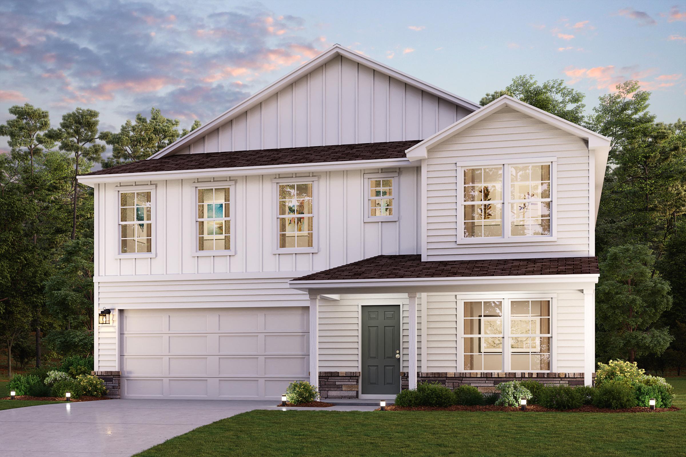 A house with a large front yard.