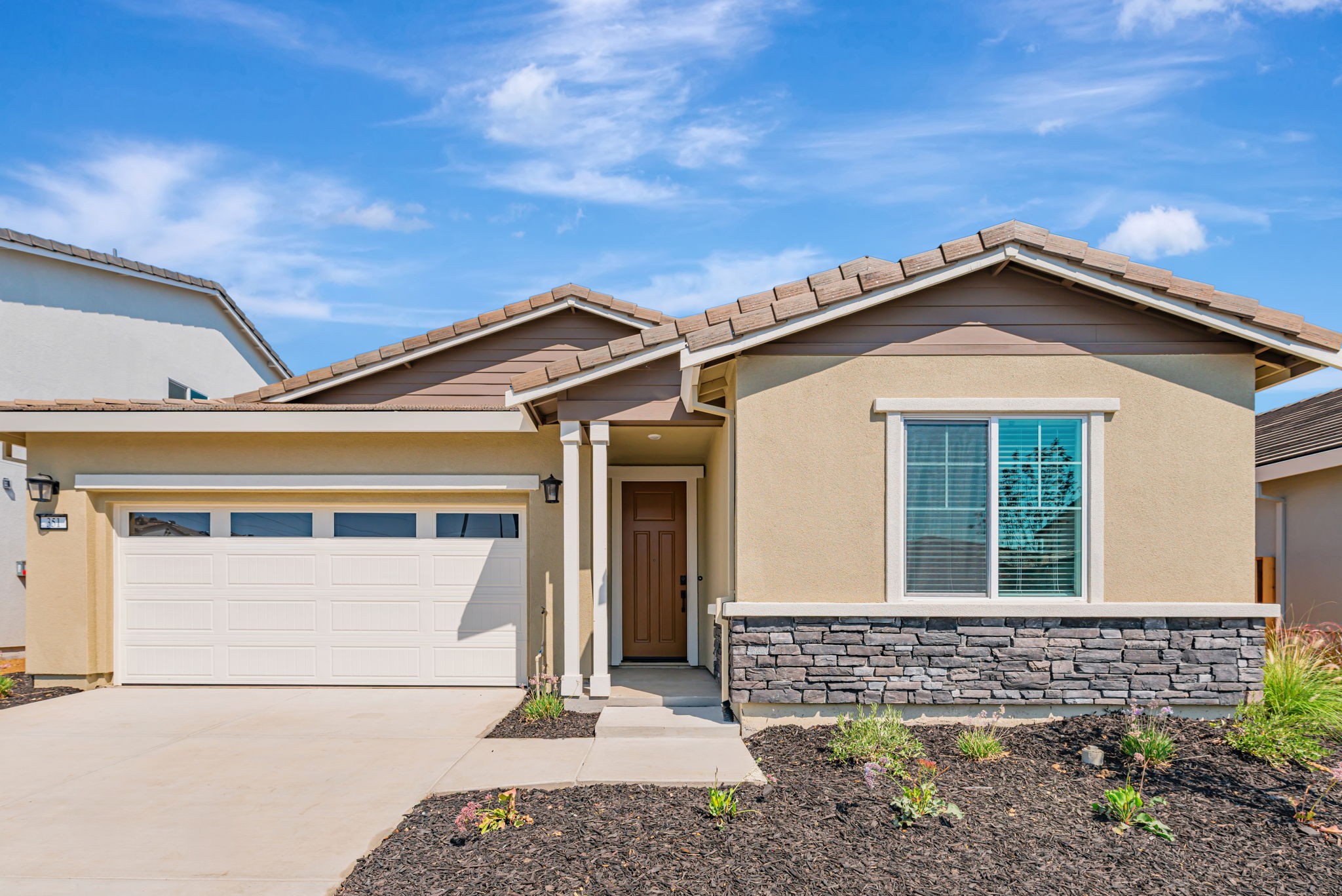 A house with a garage.